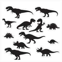 set of vector dinosaur different types of vector silhouette