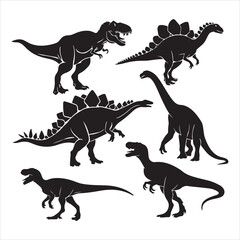 set of vector dinosaur different types of vector silhouette