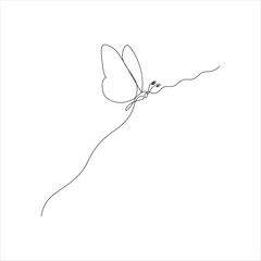 Continuous  single line of butterfly icon outline vector art illustration isolated design