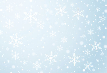 Christmas snow. Falling snowflakes on dark blue background.