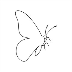 Continuous  single line of butterfly icon outline vector art illustration isolated design