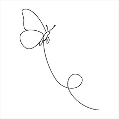 Continuous  single line of butterfly icon outline vector art illustration isolated design