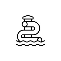 Waterslide outline icons, minimalist vector illustration ,simple transparent graphic element .Isolated on white background