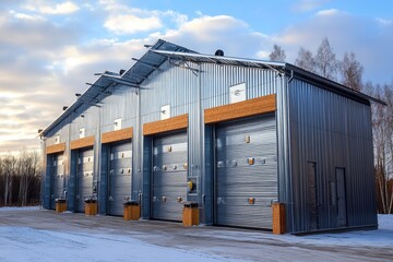 Fototapeta premium Row of metal garage doors in a row