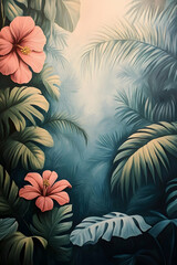 Naklejka premium Lush Tropical Illustration Background