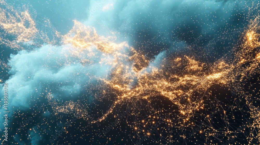 Poster transforming astronomical information into intricate data webs in the cosmic environment a data visu