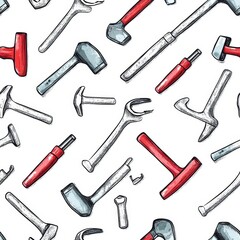 Naklejka premium Vintage Tools Pattern Illustration