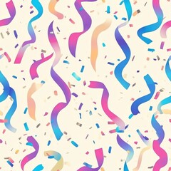 Festive Celebration Pattern with Colorful Ribbons and Confetti