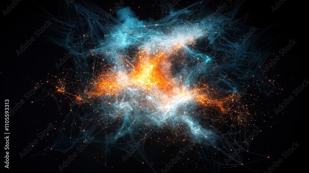 Poster exploring empathy visualization through interconnected energy fields representing emotions in a digi
