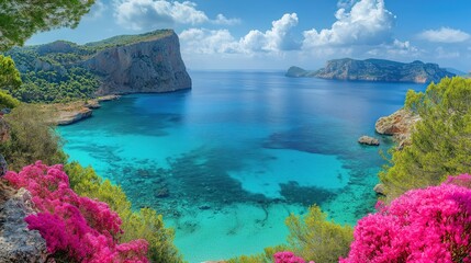 Obraz premium Breathtaking view of the coast in a fine summer day with turquoise sea