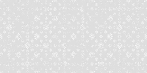 Snowflakes seamless pattern, winter vector background, light gray