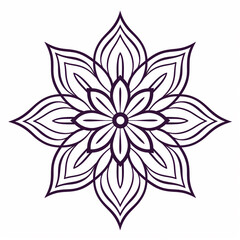 mandala coloring book for adults and kids. Simple shape mandala flowers, abstract floral elements.