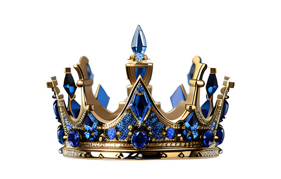 Gold crown with blue gems, royal elegance and luxury concept, perfect for luxury branding, jewelry advertisement, and fantasy book covers.