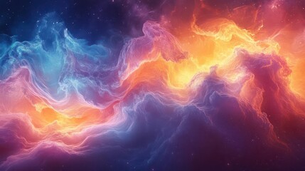 Fototapeta premium Abstract cosmic waves with glowing pastel edges, swirling textures, and intricate holographic finishes