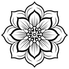 mandala coloring book for adults and kids. Simple shape mandala flowers, abstract floral elements.