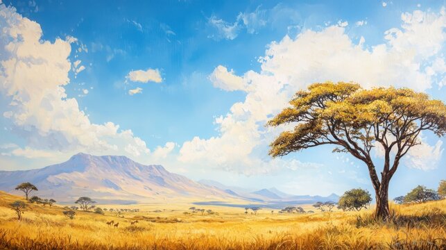 Traditional tinga tinga painting in tanzania a captivating savanna landscape and cultural showcase