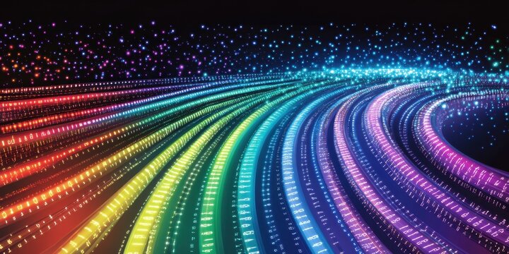 Abstract vector illustration of binary code flowing i