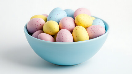 Eastern eggs in a bowl isolated on white