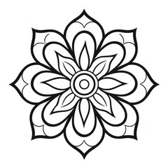 mandala coloring book for adults and kids. Simple shape mandala flowers, abstract floral elements.