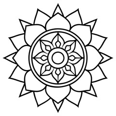 mandala coloring book for adults and kids. Simple shape mandala flowers, abstract floral elements.