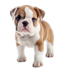 Obraz premium English Bulldog Puppy. 2 Months Old Tracking Scent With Cuteness and Smell. Isolated on a Transparent Background. Cutout PNG.