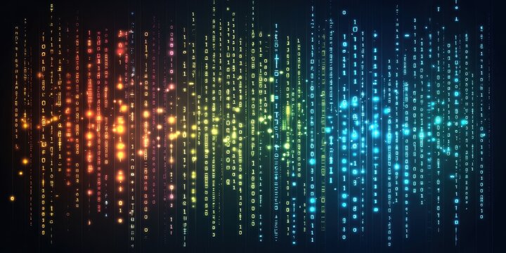 Abstract vector illustration of binary code flowing i