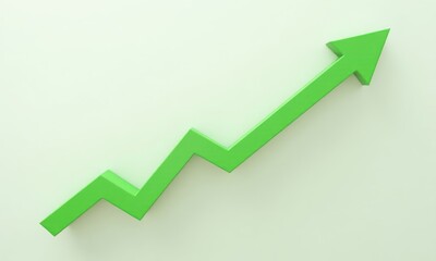Green arrow pointing upwards. Arrow has the shape of triangle