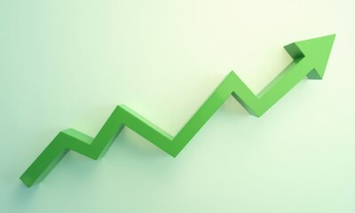 Green arrow pointing upwards. Arrow has the shape of triangle
