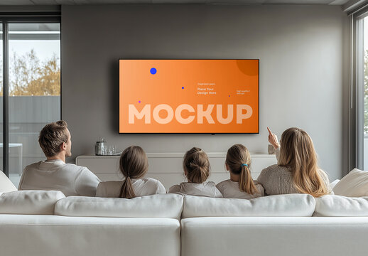 Realistic TV Screen Mockup &ndash; AI-Generated Design for Digital Advertising, Customizable Display, and Media Content Branding