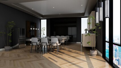 office pantry area 3d render interior design