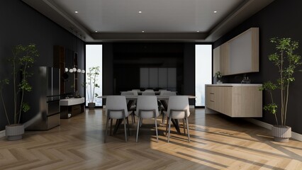 office pantry area 3d render interior design