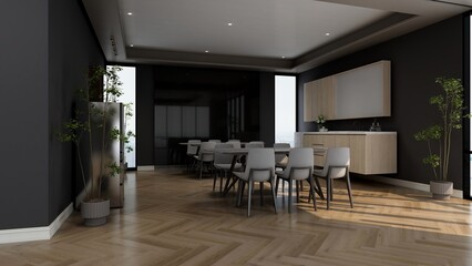 office pantry area 3d render interior design