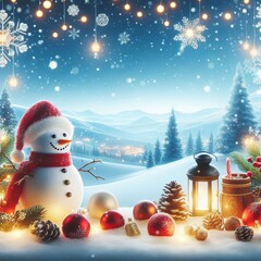 Obraz premium christmas card with snowman