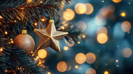 Shimmering golden lights with delicate star bokeh, evoking warmth and joy for festive scenes or celebration backdrops