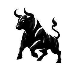 Black and white rhinoceros vector silhouette isolated on transferred background, cut out