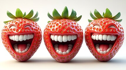 A clip art of a cartoon-style strawberry with a happy face on a white background