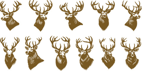 Elegant Elk Head Silhouette with Antlers