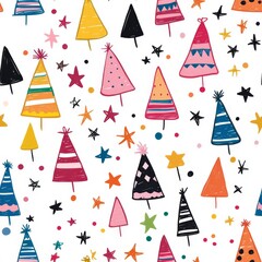 Colorful Party Hat Pattern Design