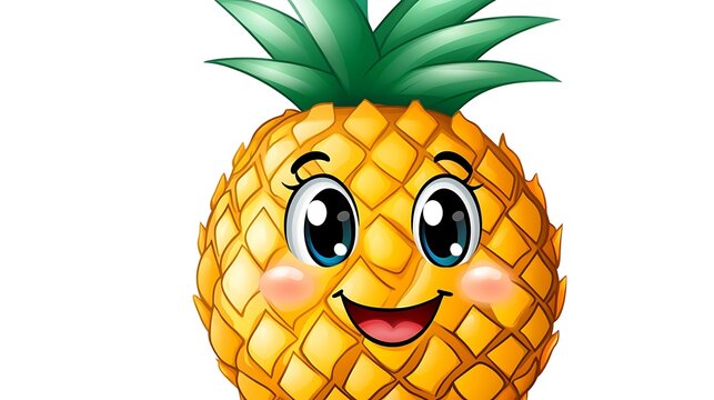 A clip art of a cheerful pineapple with a happy face on a white background