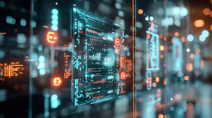 Ai-generated data visualization high-tech environment digital interfaces urban landscape futuristic concept for technology enthusiasts