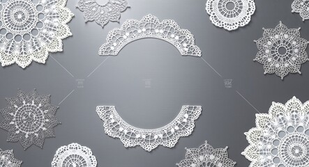 Lace Doily on Silver background design