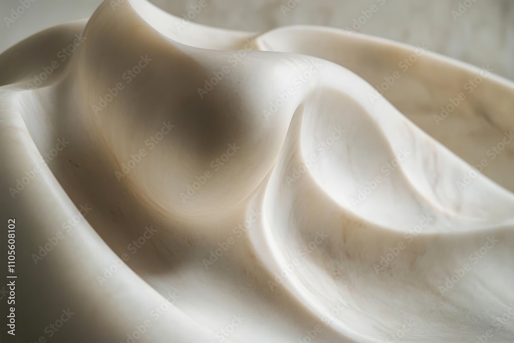 Poster A close-up view of smooth, flowing marble curves creating an elegant and abstract sculptural form, highlighting natural stone textures and graceful contours.