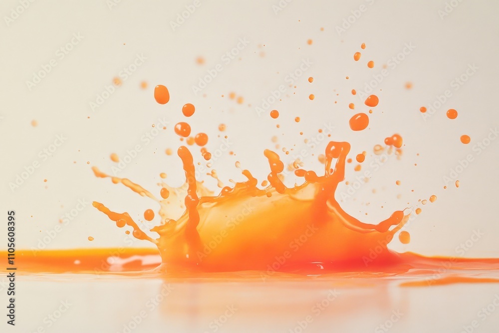 Aufkleber a lively splash of orange liquid with droplets captured in mid-air, expressing vitality and enthusia