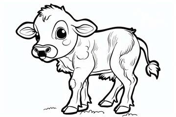 This coloring page shows a cute cartoon calf for kids to color and unleash their creativity