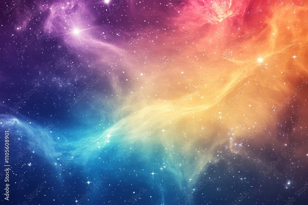 Aufkleber a beautifully colorful cosmic nebula blends seamlessly with rainbow hues, creating a surreal and enc