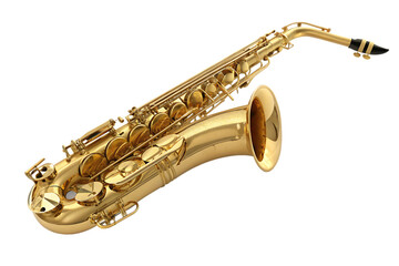 Golden saxophone isolated on white background.AI GENERATED