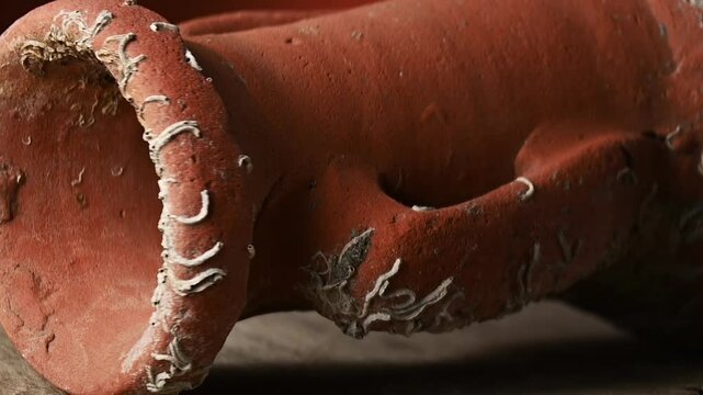 Old broken terracotta vase, handmade antique object
