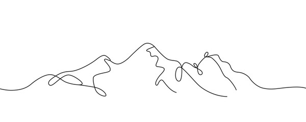 Minimal simple continuous one line art of mountain