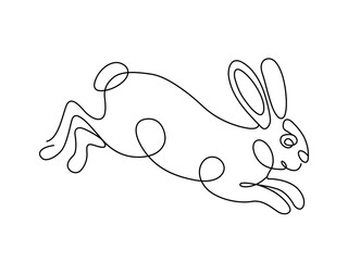Single-line art of bunny vector art illustration
