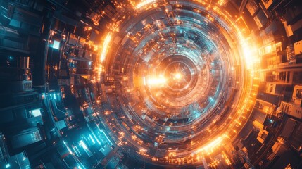 Obraz premium Dynamic energy patterns futuristic space digital art vibrant colors abstract view technological innovation